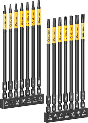 14PCS Impact Long Torx Bit Set, 6-Inch, T7 T40, Tamper Proof Star Bits Set, Magn