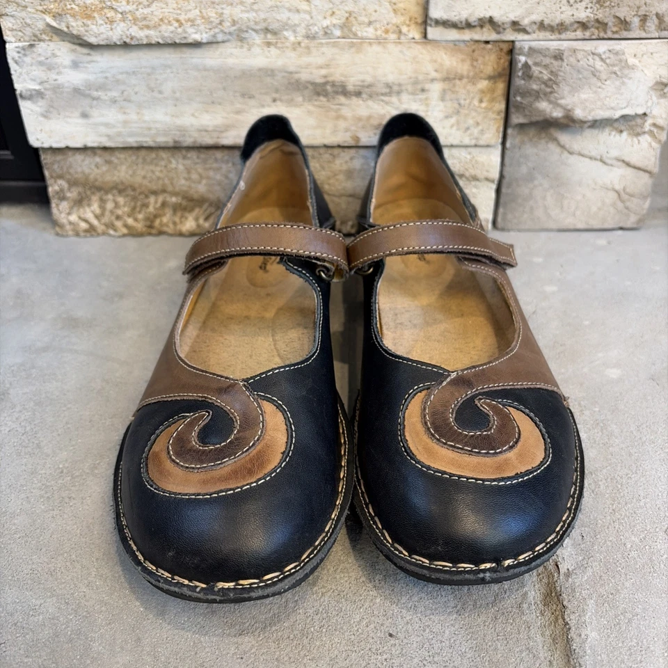 Spring Step Mary Jane Talla 41 (10) Mujer Zapatos Cósmicos Negro Marrón Cuero Casa de Campo Foto 2 de 4