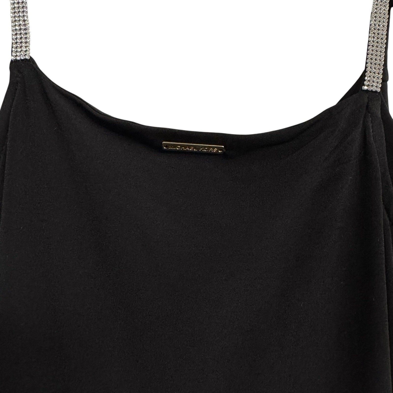 NEW Michael Kors Black Dress Crystal Rhinestone Strap Drape Sz S/P NWT MSRP $125 thumbnail 6