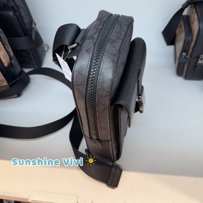 NWT Coach Track Pack In Signature Canvas CX880 Gunmetal/Charcoal