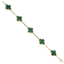 Van Cleef Arpels Vintage Alhambra Malachite 18k Yellow Gold Bracelet