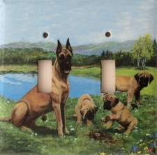 Great Dane Art Printed on a Double Toggle light switch plate, made in USA