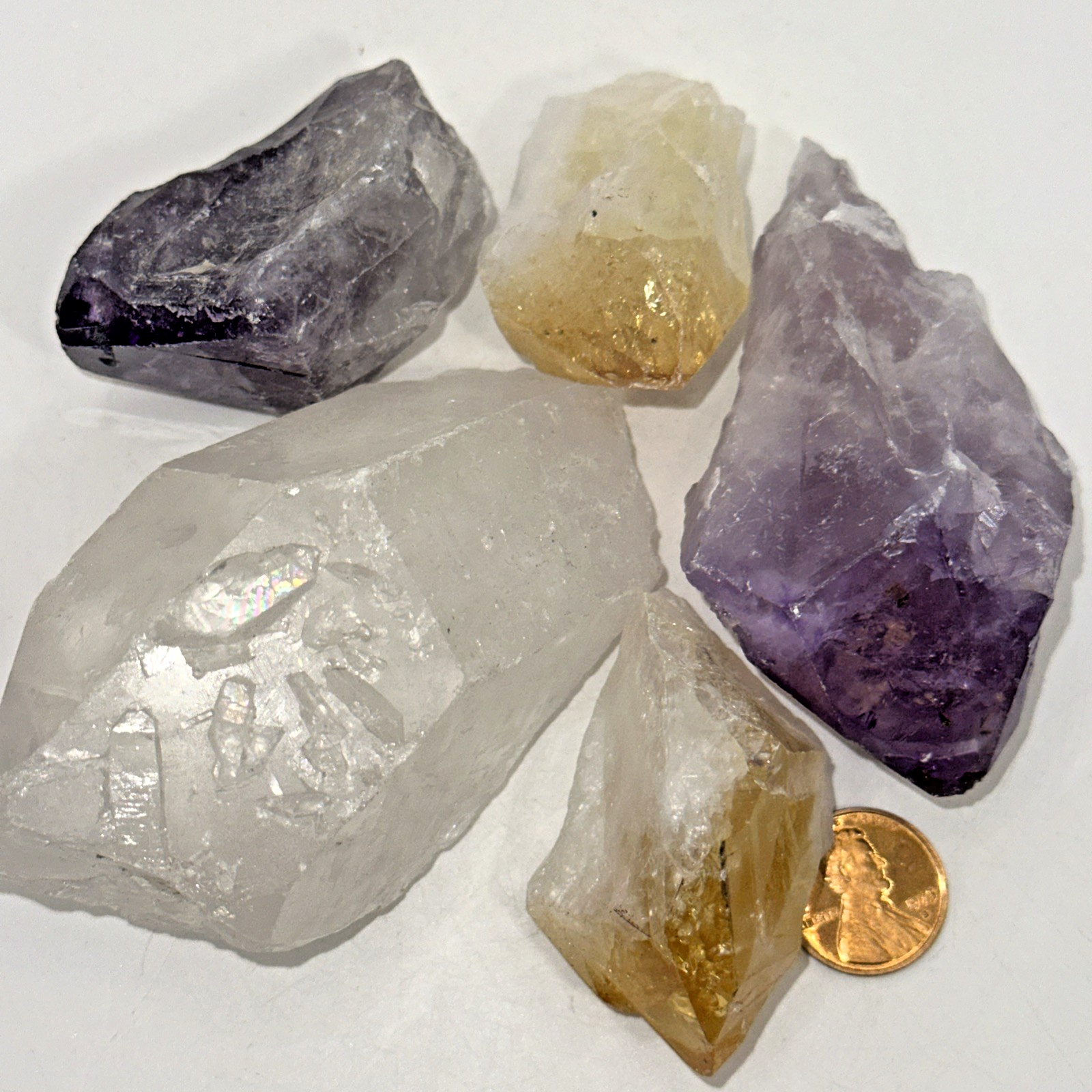 1 lb. Assorted Amethyst, Citrine, Quartz Large Crystal Points Lot 2