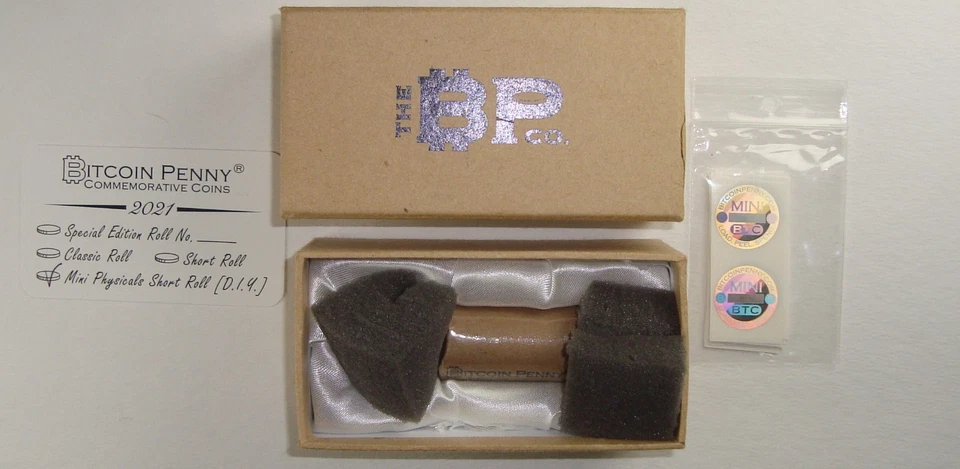 Bitcoin Penny Co. original 2021 Rollo de (20) Cobre Descargado "Mini Físicos" Foto 3 de 4