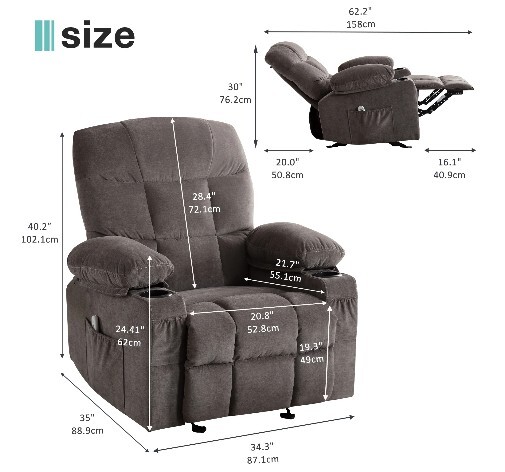 JONPONY Manual Roker Massage Recliner Chair