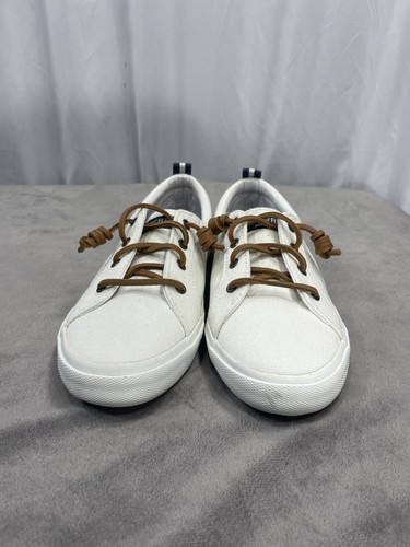 Women’s Sperry Platform Classic Boat Shoe Canvas White with Leather Laces - Picture 9 of 23