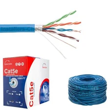 Cat5e 1000ft Cable FTP Cat5 Shielded Solid Bulk Ethernet Lan Network Wire Blue