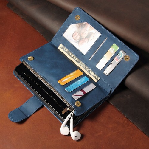 Zipper Flip Wallet Leather Card Case Cover For iPhone 14 13 12Pro 11 XR 7 8 Plus - Picture 24 of 36