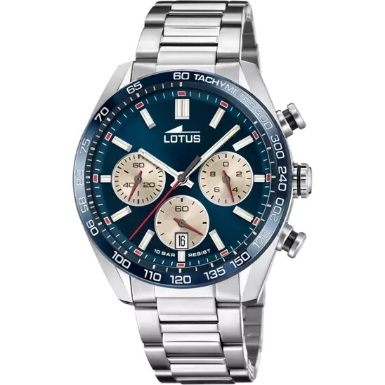 Lotus Chrono 189162 Men's Stainless Steel Blue Tachymeter Dial
