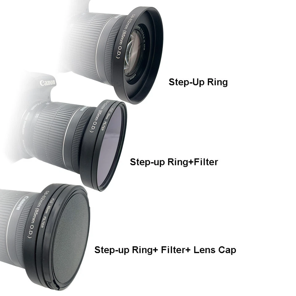 Front Step Up Ring 46/48/52/62/77/82mm Step-up Ring to 85mm OD for 82mm Filter - Image 3 of 4