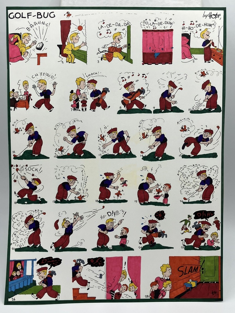 2. The Golf Bug Comic Strip Hand Colorized Poster 10.5