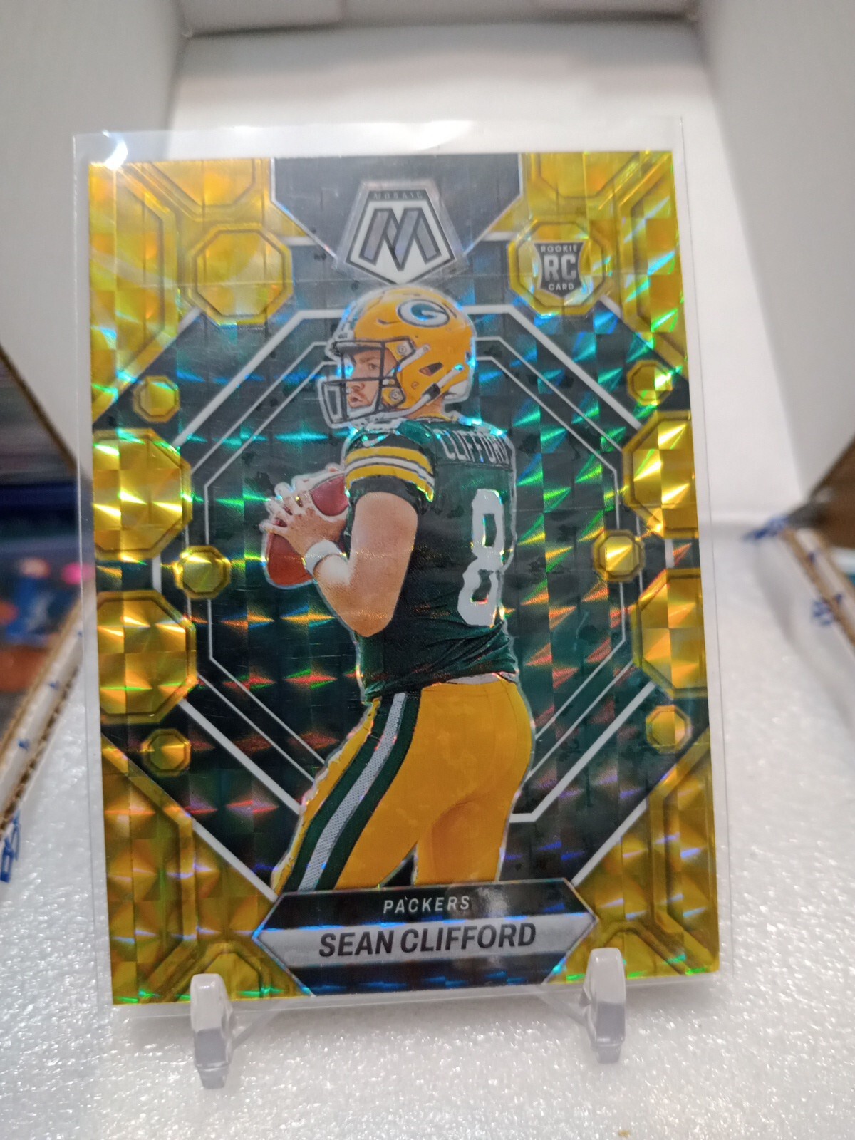 2023 Panini Mosaic Sean Clifford Yellow Reactive Prizm Rookie RC #361 Packers