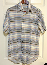 Vtg Permanent Press KMart Men's Button Down Striped Shirt Medium Made in USA 70s