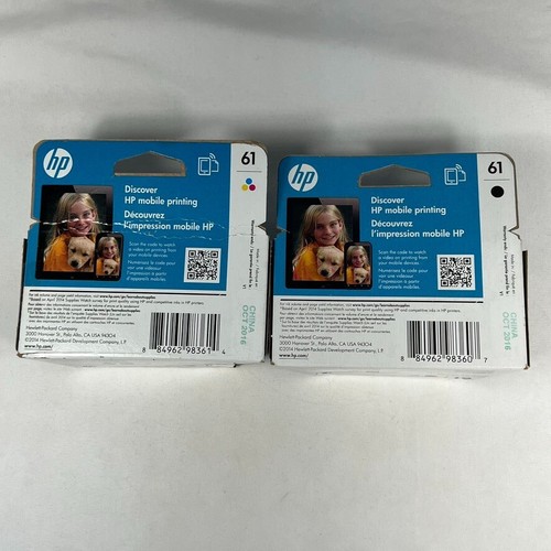 GENUINE HP61 Tri Color/Black Ink Cartridges NEW In Unopened Boxes Exp. (10/16) - 第 2/5 張圖片