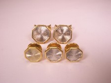 Gold  Silver Tone Octagon Vintage Formal Cuff Links  Tux Prom Shirt Studs r17