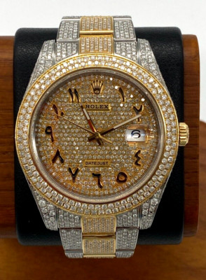 Rolex Datejust II - 116333 Wimbledon Pave Diamond Iced Out Two Tone 18K Gold/SS