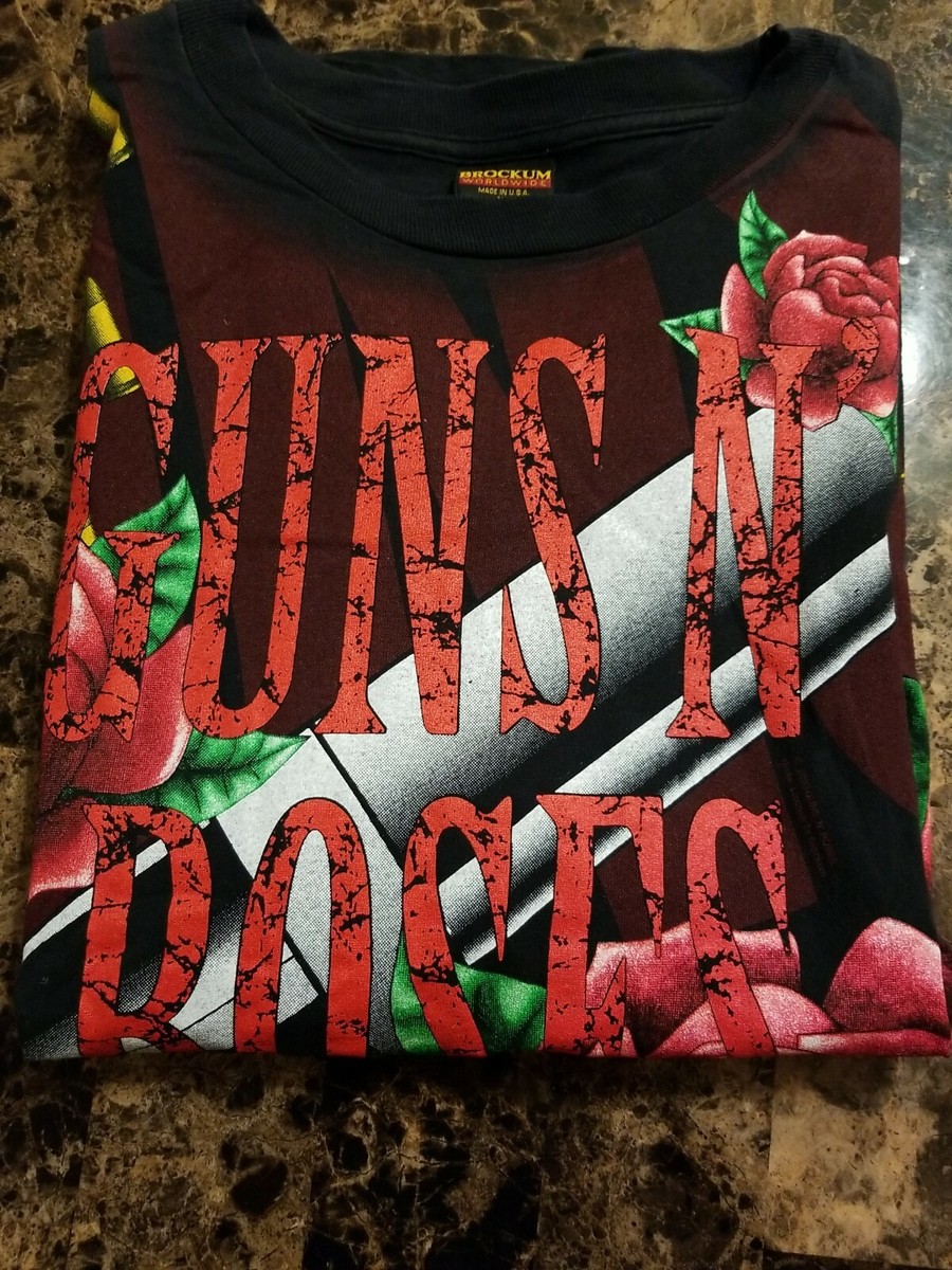 Guns N' Roses Tシャツ Brockum製 ブラック VTG Vintage 1992 DUST N' BONES Guns n' Roses shirt All over