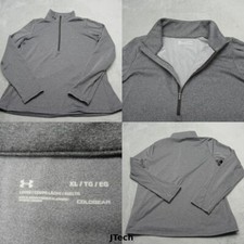 Under Armour Shirt Womens XL Gray Tech ColdGear Long Sleeve 1/2 Zip Pullover