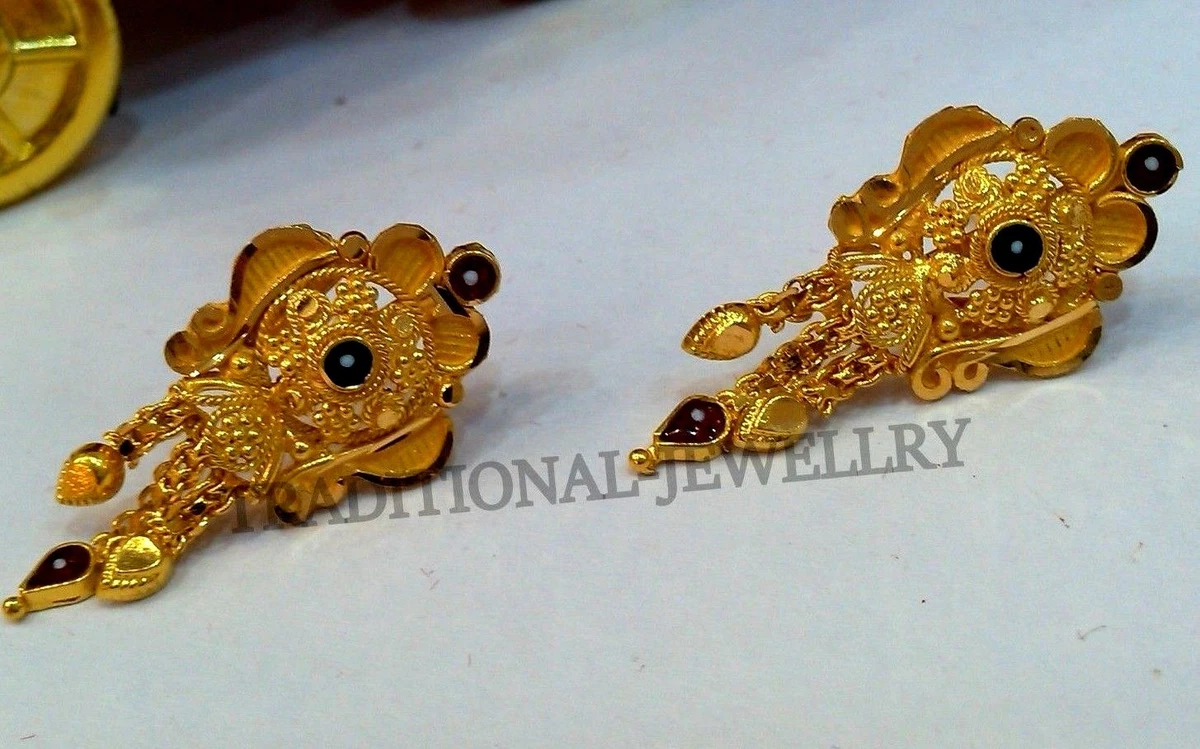 PMJ BEAUTIFUL GOLD PLATED EARRINGS WITH FINGER RING COMBO MODEL NO. 3427 –  Poojamani Jewellers LLP