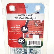 2/0 Coil Straight 10 Feet Electro Galvanized Chain Max Load 520lb
