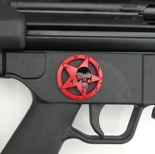 1X AR-15 AR15 Rifle Decal Emblem Punisher Theme (Red/Black) Zinc Alloy