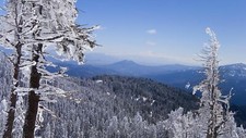 Landscape nature trees winter forest mountains snow ice Custom Gaming Mat Desk