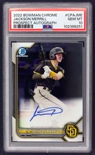 2022 Bowman Chrome Prospect Auto Jackson Merrill #CPA-JME PSA 10 GEM Padres RC