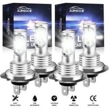 H7 LED Headlights Bulbs 10000K High Low Beams Kit Combo Super White Bright 4Pcs