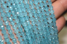 Faceted 4mm Blue Brazil Aquamarine Gemstone Round Loose Beads 15"