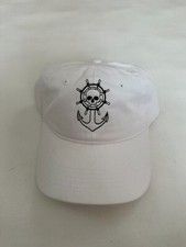 Skull and Anchor Embroidered Graphic White Baseball Cap Hat One Size