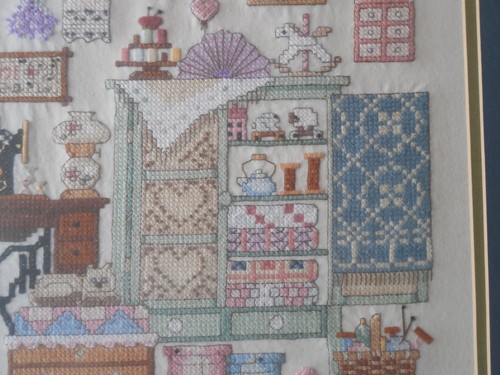 Sewing Craft Seamstress Cross Stitch Prof Matted & Framed OD 21x19 ID 16x14 - Picture 5 of 12