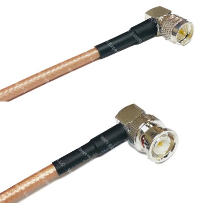 RG400 MINI UHF MALE ANGLE to BNC MALE ANGLE RF Cable FAST-SHIP LOT
