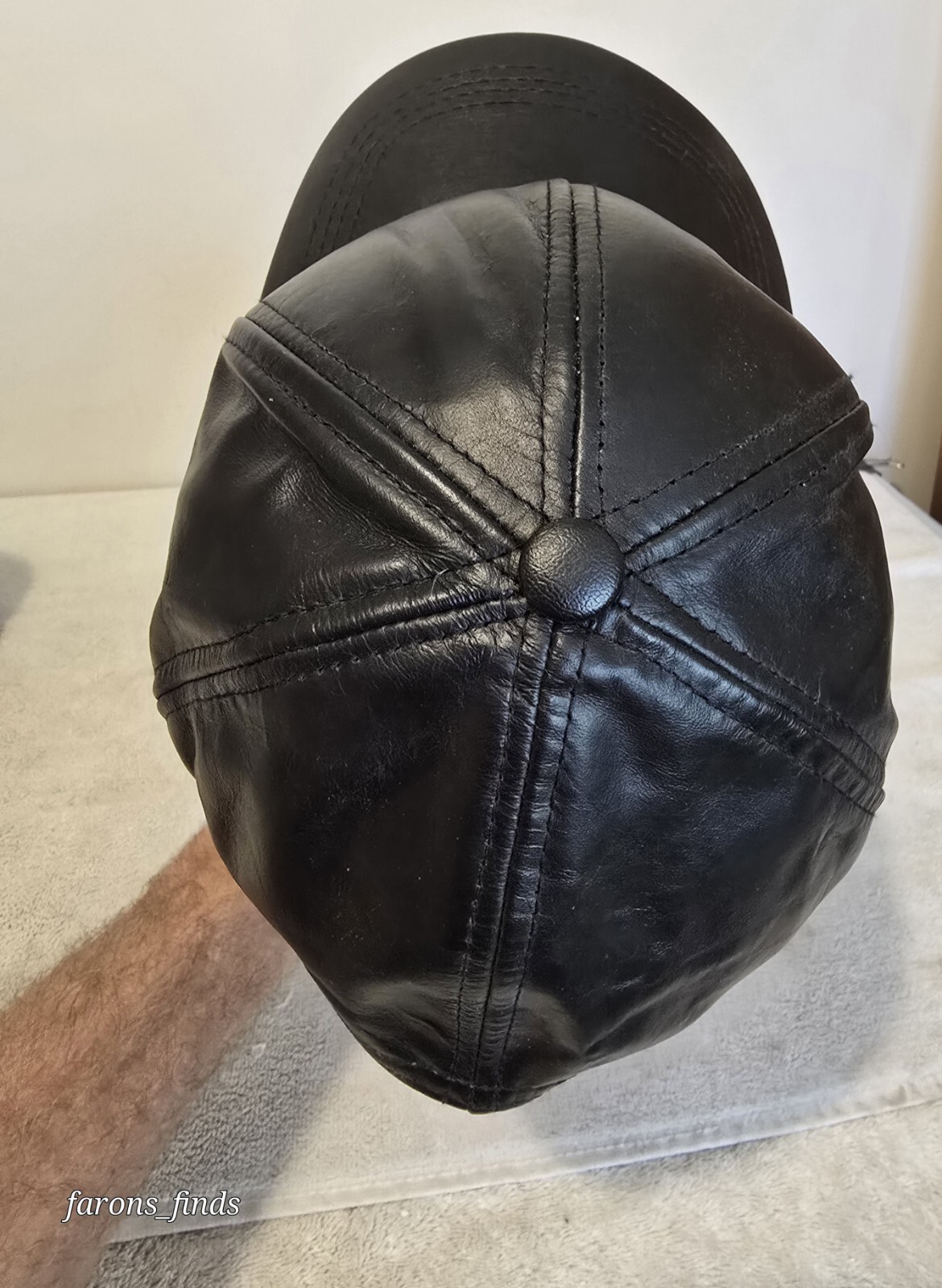 Genuine Solid  Black Leather Adjustable Baseball … - image 10