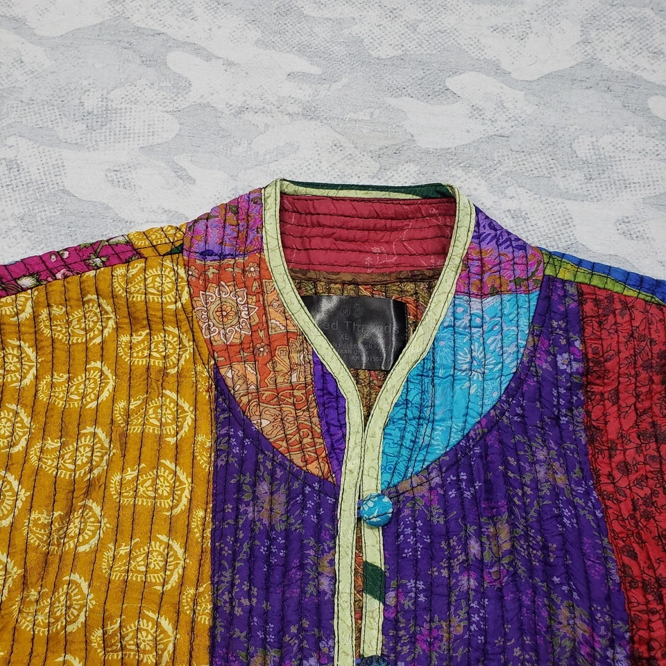 Sacred Threads Jacket Womens XL Multicolor Button Up Patchwork Hippie - Image 3 of 4