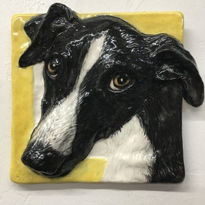 Greyhound Whippet Puppy Dog Ceramic Tile 3d Pet Portrait Sondra Alexander Art