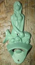 Cast Iron Mermaid Bottle openers Sea Foam Green Nautical Beer Soda Opener Beach
