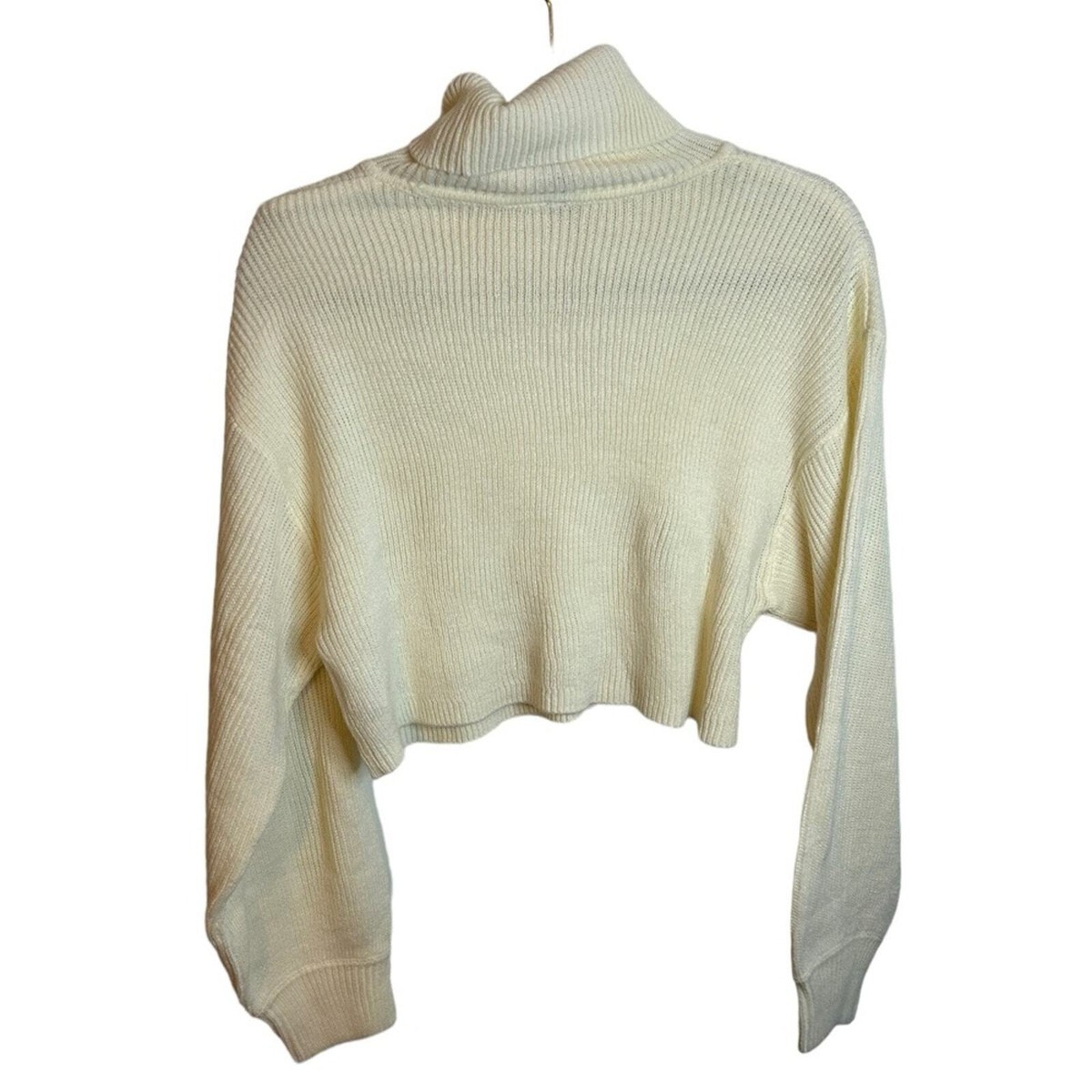 H&M DIVIDED CROPPED CREAM TURTLENECK SWEATER WOMEN'S SIZE