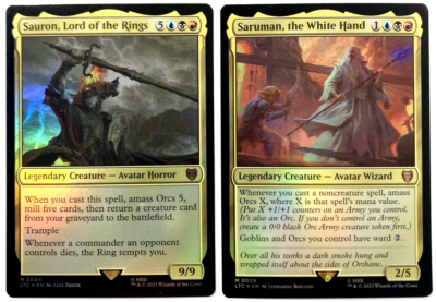MTG Saruman, the White Hand *FOIL* + Sauron, Lord of the Rings *FOIL* NM