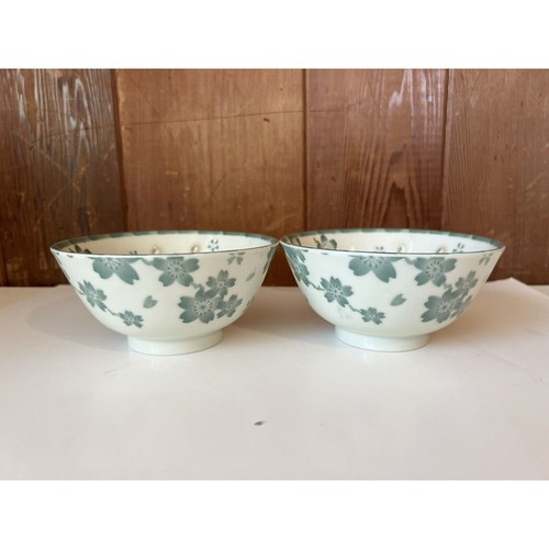 Floral Rice Bowl Made in Japan 5 x 2.5 Deep Set of 2 Vintage - Picture 2 of 5