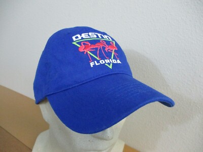 Destin Florida Golf Hat Neon Blue Green 80s Flamingo Beach Fishing Resort Mens