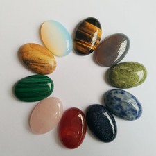 Wholesale 10pcs 20x30mm Mixed Natural Gemstone Oval CABOCHON Stone No Holes DIY
