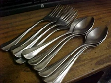 Robert Welch Stainless BAGUETTE VINTAGE (6) Dinner Forks & (6) Soup Spoons