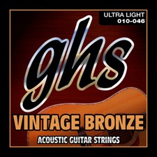 GHS VN-UL Vintage Bronze Acoustic Guitar Strings; gauges 10-46