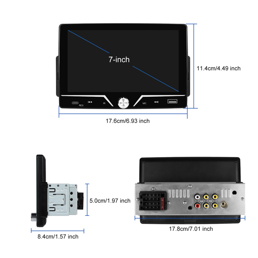Car Stereo Radio Single 1 din Android Auto TouchScreen MP5 Player Apple Carplay