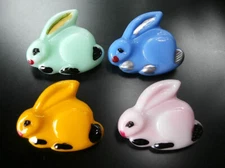 Collection of 4 Czech Glass Buttons #B707 - 26 mm or 1" - RABBIT!!!!