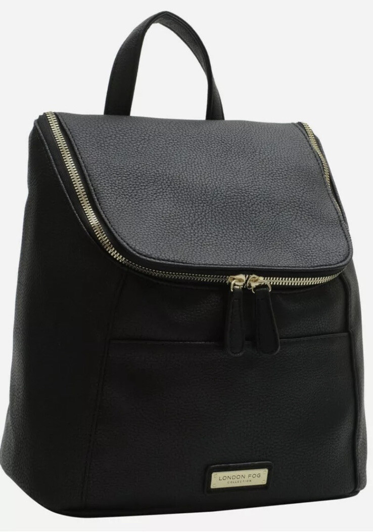 LONDON FOG SLOAN BACKPACK Black New $98 Gold Trim | eBay display picture 2