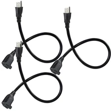 SPARKING 1.5FT Extension Cord - Black Small Grounded Power Electrical Extensi...