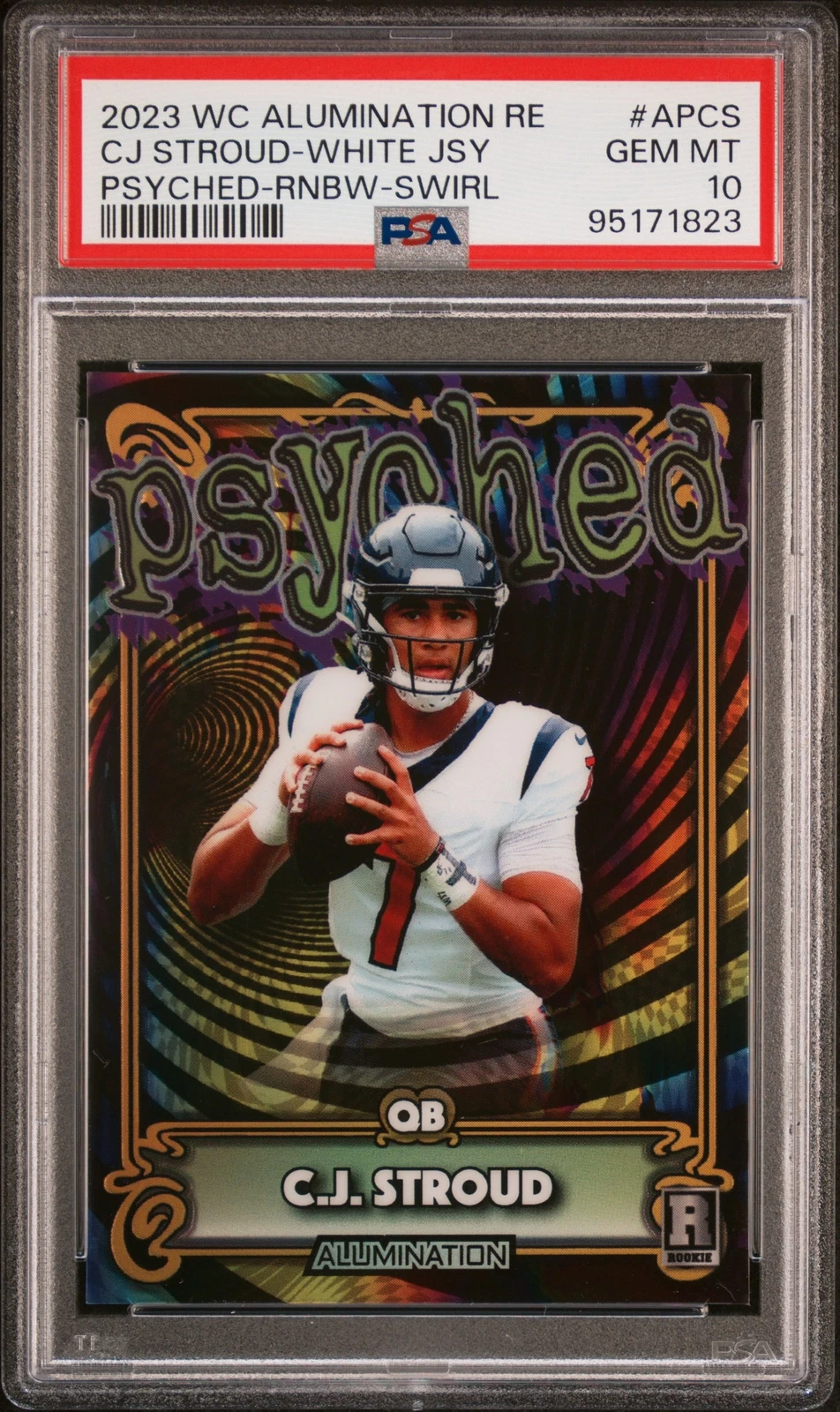 CJ Stroud Wild Card Alumination Rookie Edition Psyched #APCS Blue Jersey-Pulsar-Splat