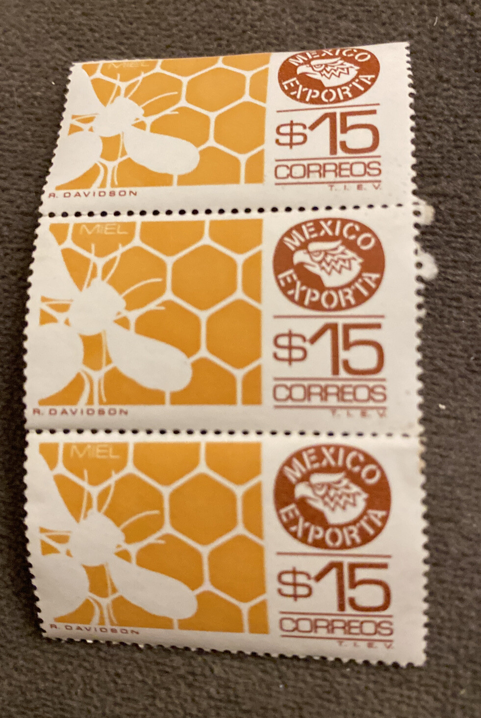 Mexico Correros Block 3 $15 Miel 1987 MNH