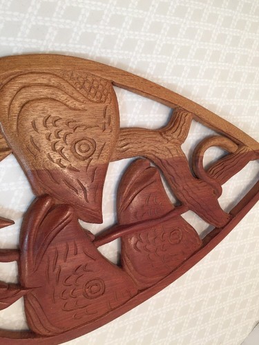 Boca Da Valeria Brasile Pesce Mogano Esotico Legno Intagliato Wall Art Firmato Davi - Foto 8 di 10